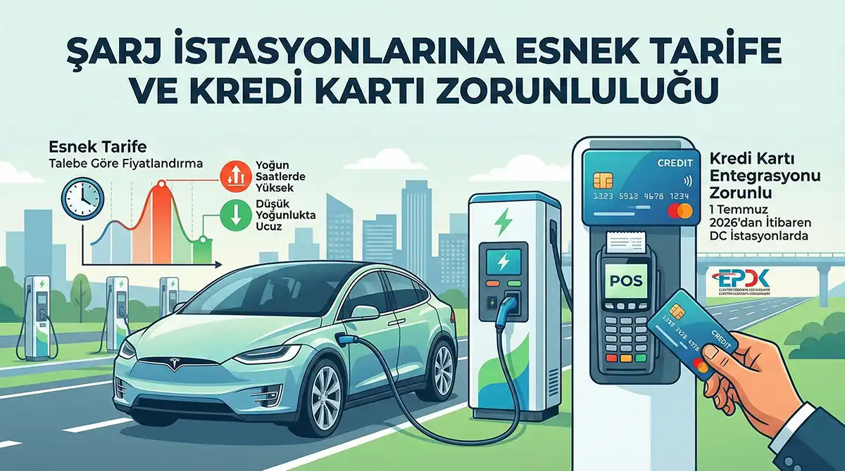 Şarj istasyonlarına esnek tarife ve kredi kartı zorunluluğu